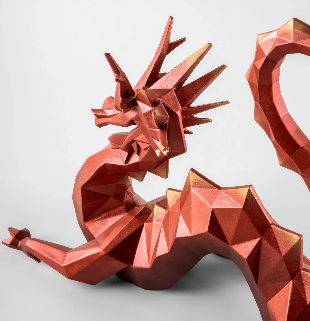 Detalles escultura Dragón Origami