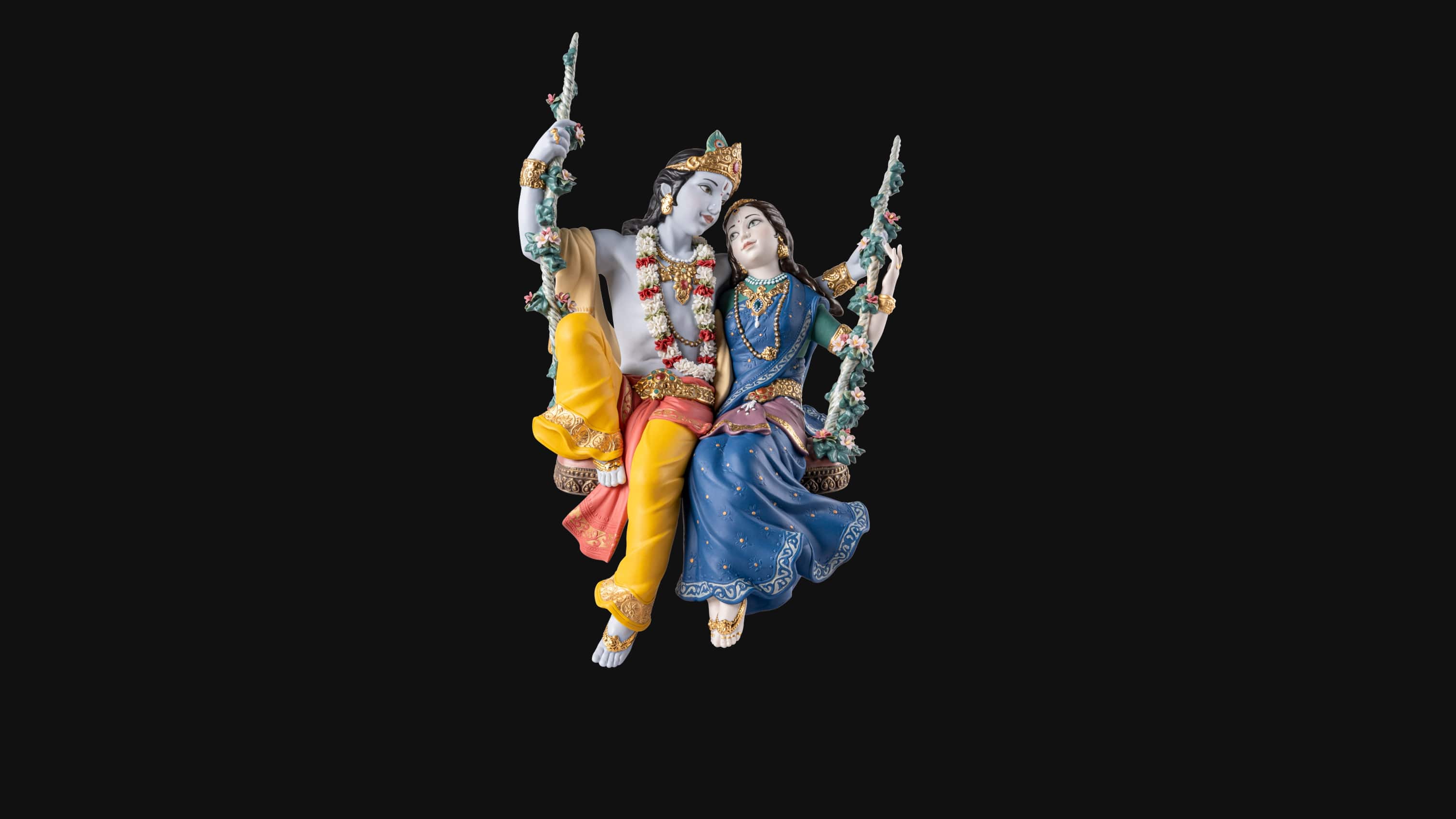 Radha Krishna on a swing sculpture