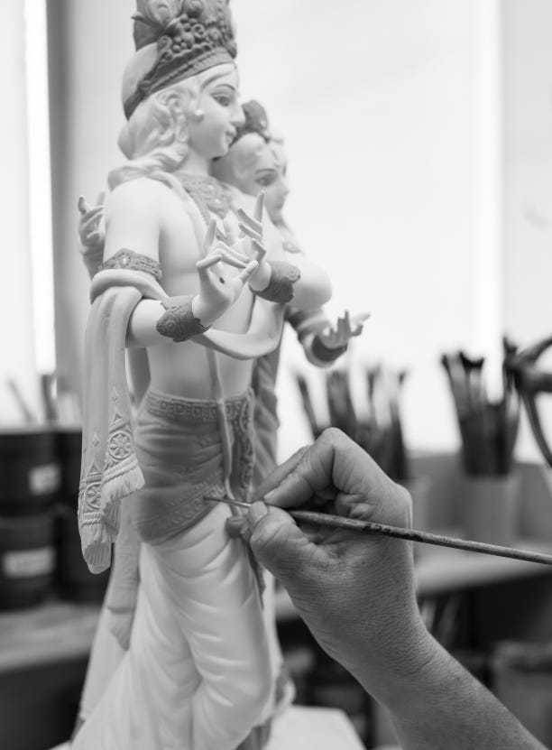 Handcrafted process of the sculpture