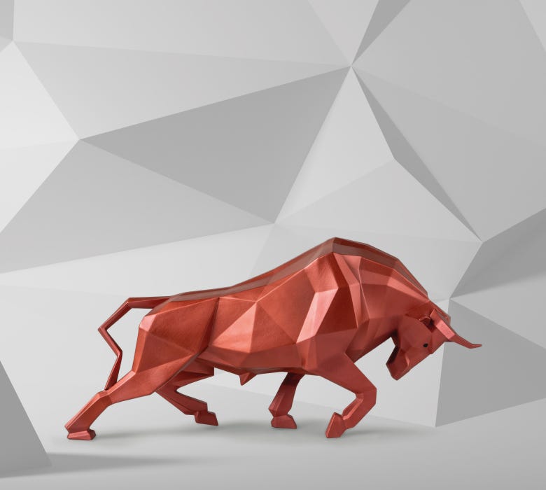 Side view Bull metallic red Sculpture