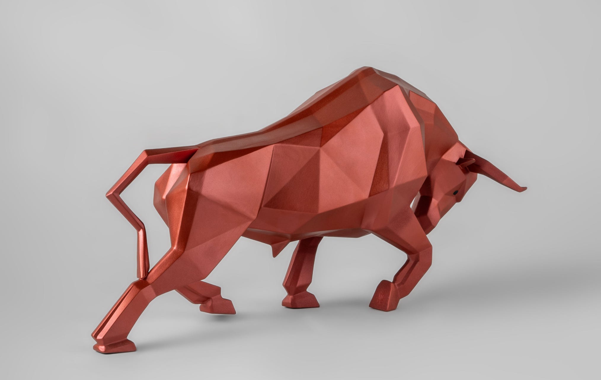 Back view Bull metallic red Sculpture