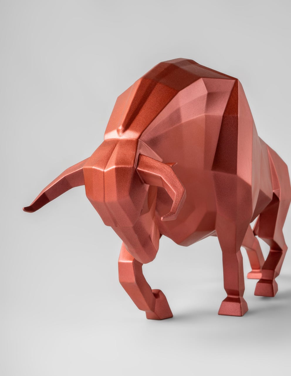 Front view Bull metallic red Sculpture